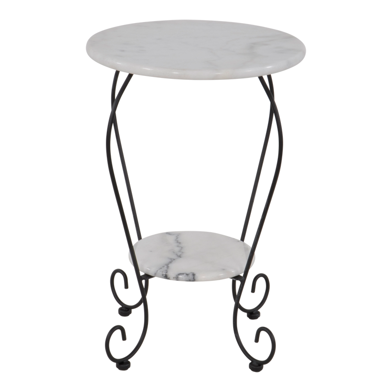 Bijzettafel marmer wit Ø25/Ø41cm