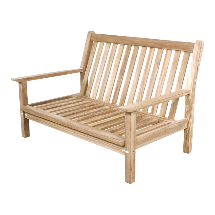 Loungebank teak 124cm, incl. kussen