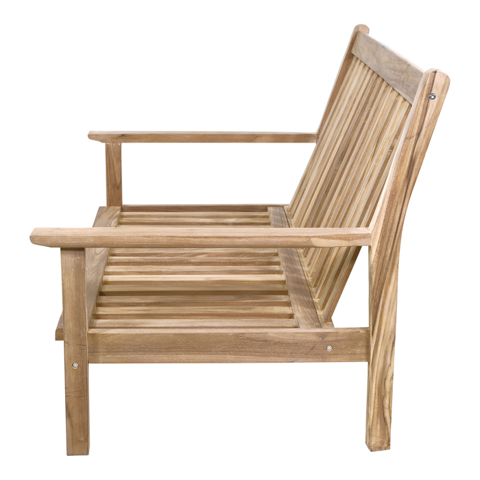 Loungebank teak 124cm, incl. kussen