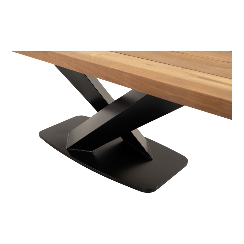 Tafel Taranto recycled teak met zwart stalen poot 240x100cm