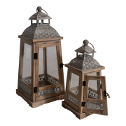 Windlicht Letland hout, S/2