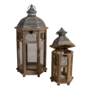 Windlicht Litouwen hout, S/2