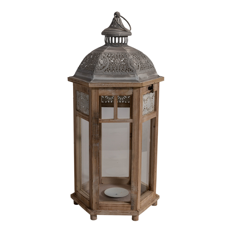 Windlicht Litouwen hout, S/2