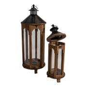 Windlicht Montenegro hout, S/2