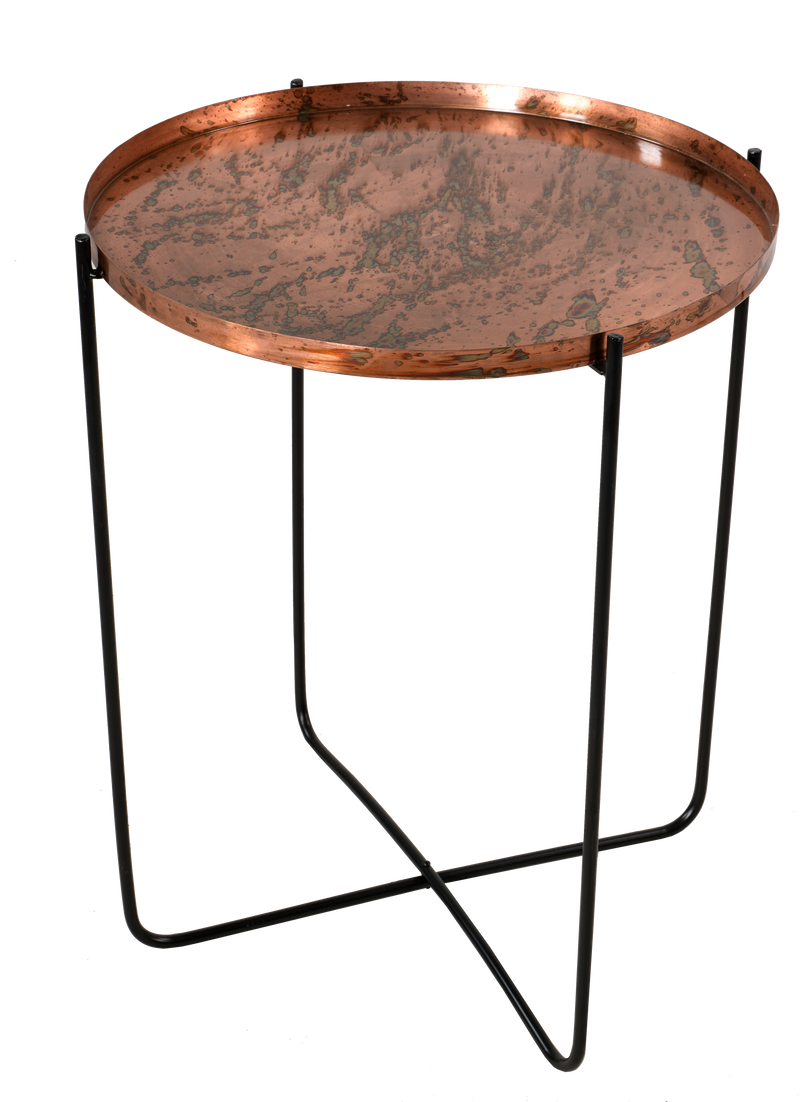 Bijzettafel oud koper ø60x75cm