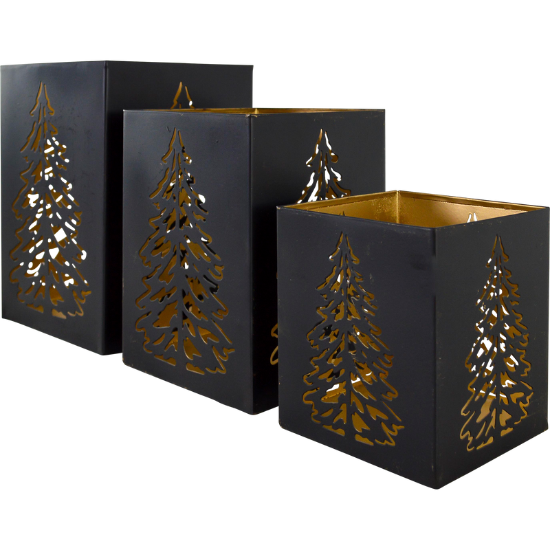 Windlicht F zwart/goud S/3