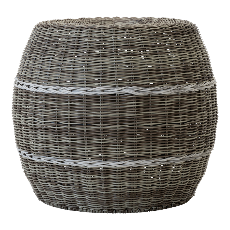 Poef Laos wicker beige ø46x40cm