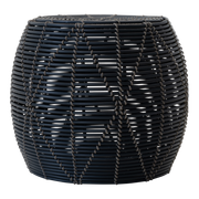 Poef Birma wicker zwart ø46x40cm