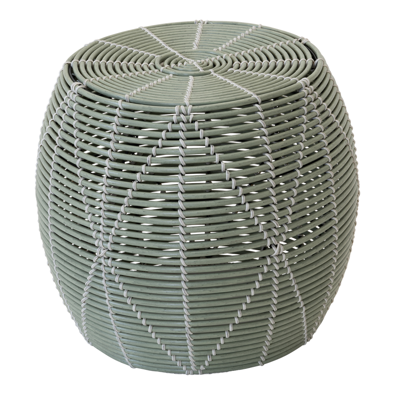 Poef Birma wicker groen ø46x40cm