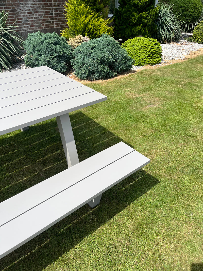 Picknicktafel London | Lichtgrijs | Aluminium | 180 cm