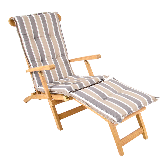 Tuinkussen deckchair streep grijs/bruin