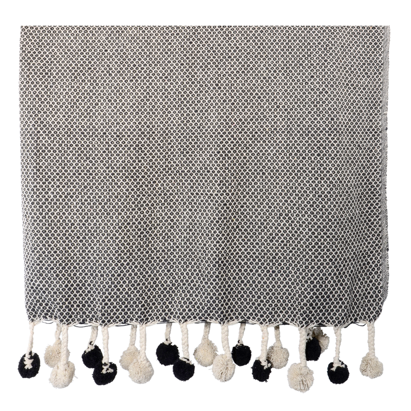 Plaid Storm Pompon black, 125x150cm