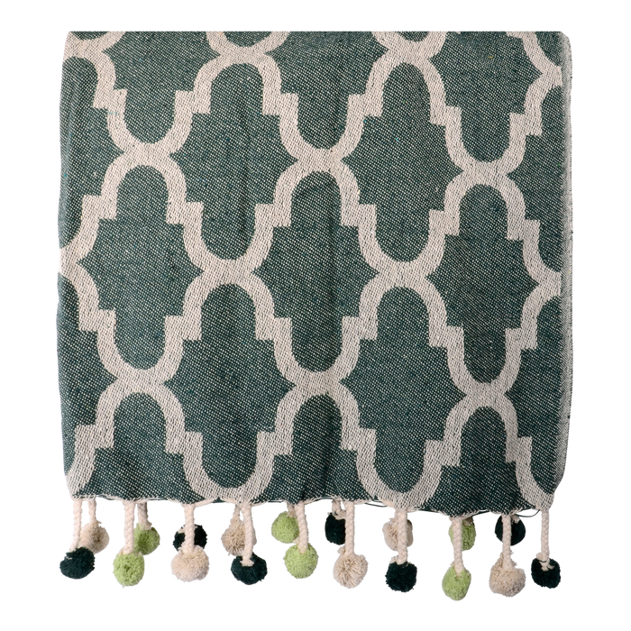 Plaid Pompon green, 125x150cm