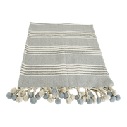 Plaid  grijs met streepmotief Pompon, 125x150cm