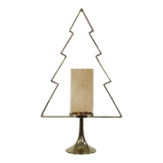 Kerstboom Aurum met windlicht alu goud met goud glas 89cm