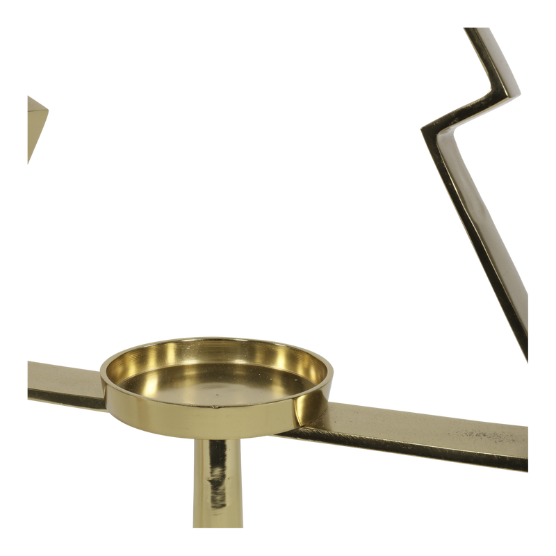 Kerstboom Aurum met windlicht alu goud met goud glas 89cm