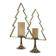 Kerstboom Aurum met windlicht alu goud met goud glas 89cm