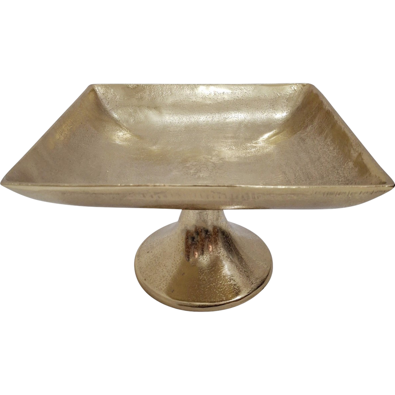 Schaal op voet Brush goud 24x24x13cm
