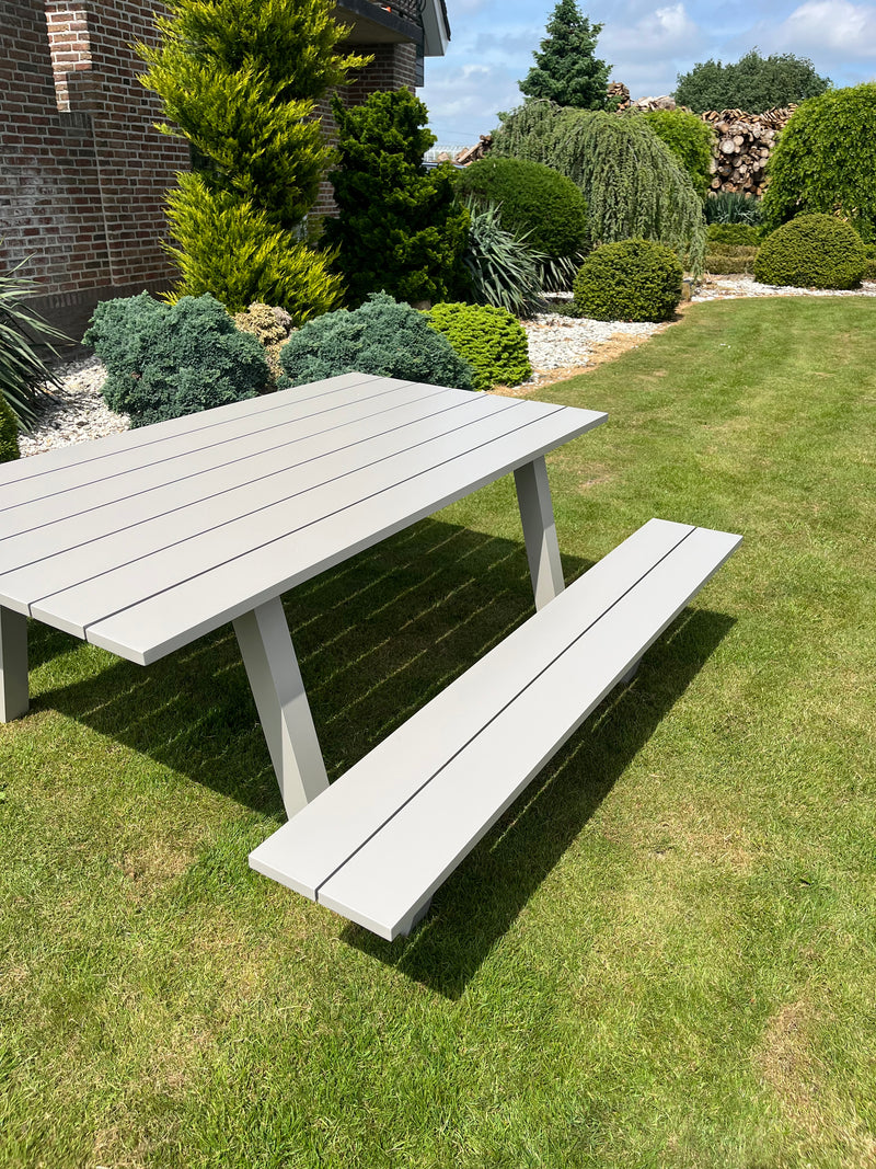 Picknicktafel London | Lichtgrijs | Aluminium | 180 cm