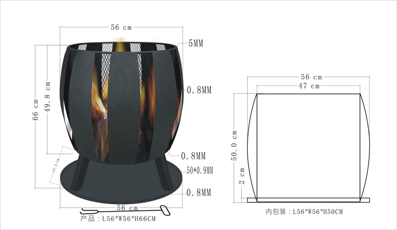 Tulip firepit with ashtray