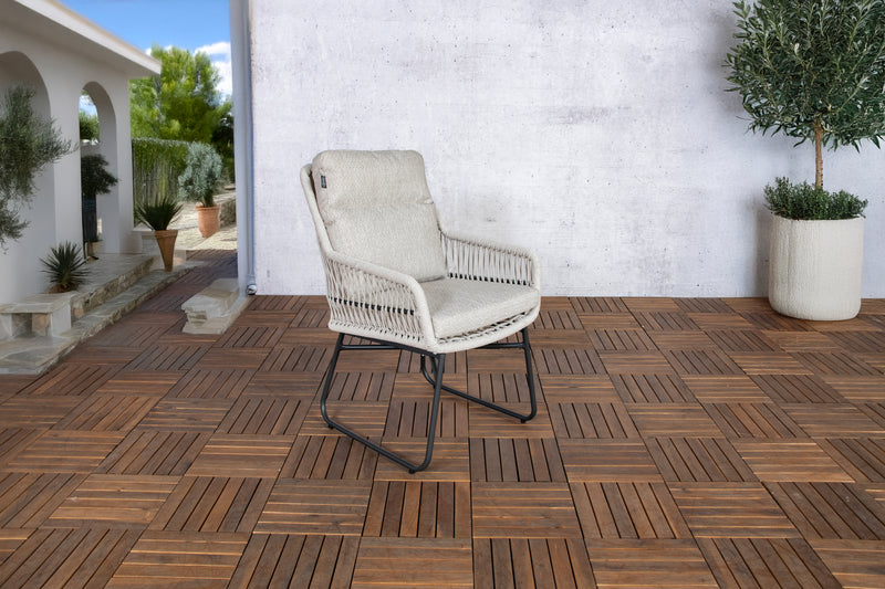 Tuinstoel Carlo | Lichtgrijs | Aluminium/Rope