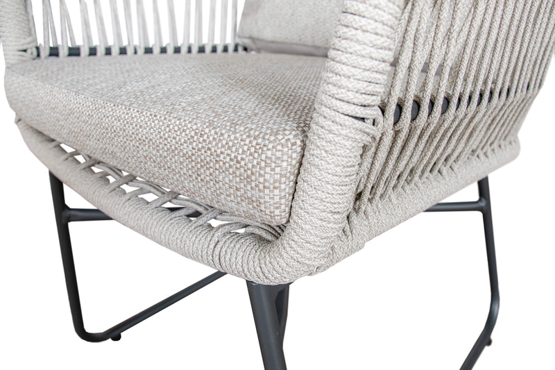 Tuinstoel Carlo | Lichtgrijs | Aluminium/Rope