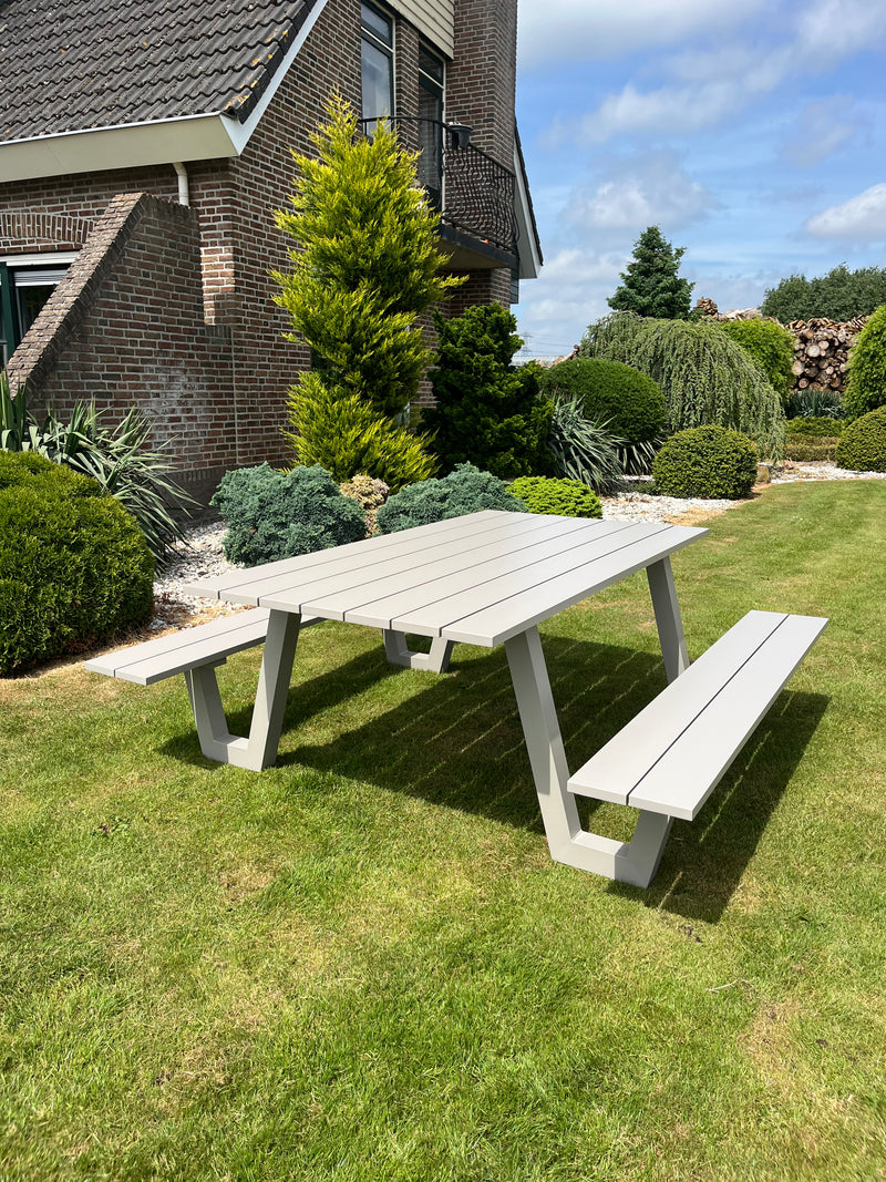 Picknicktafel London | Lichtgrijs | Aluminium | 180 cm