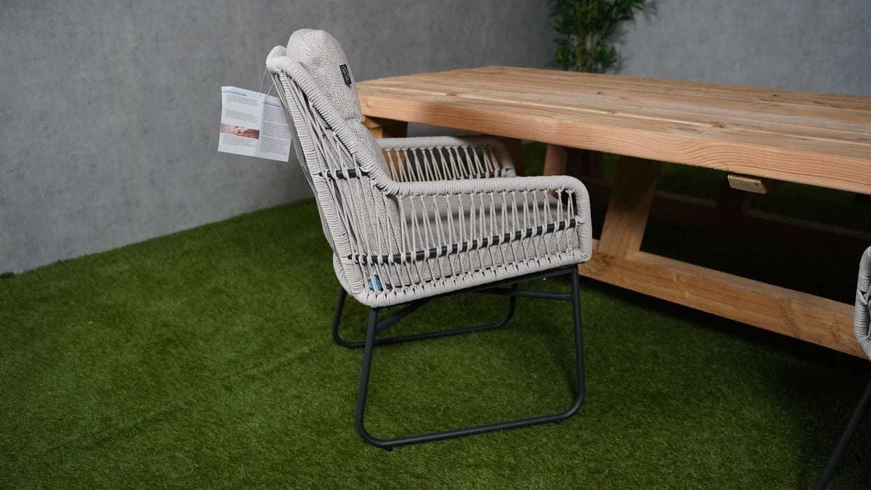 Tuinstoel Carlo | Lichtgrijs | Aluminium/Rope