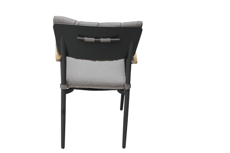 Alicante-Esszimmerstuhl aus Aluminium mit Armlehnen aus Teakholz, FSC 100%