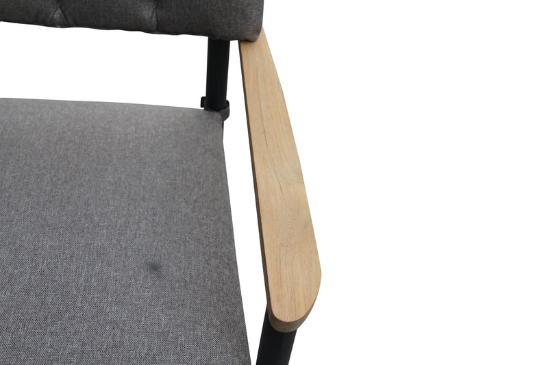 Alicante-Esszimmerstuhl aus Aluminium mit Armlehnen aus Teakholz, FSC 100%