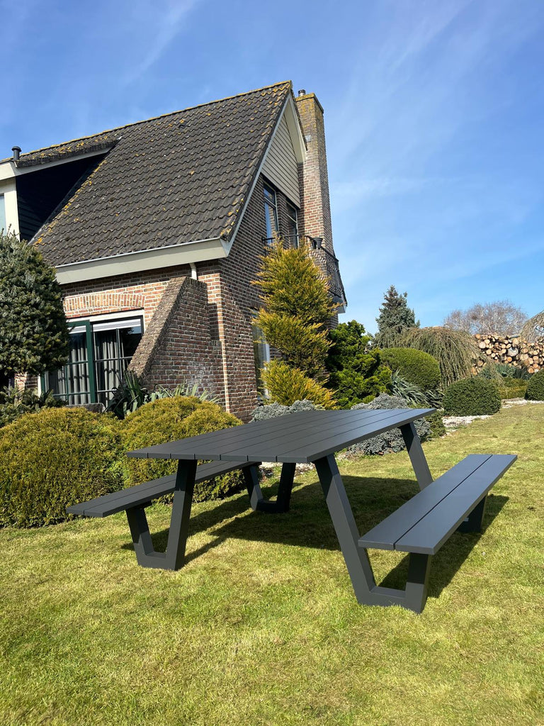 Picknicktafel London | Antraciet | Aluminium | 180cm — IJsseloutdoor