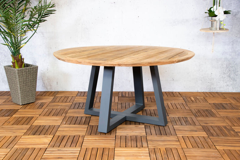 Dallas alu/teak table Ø 150 cm