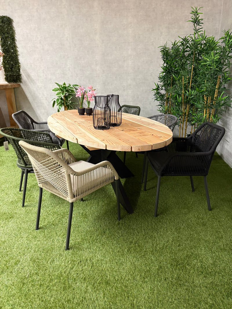 Tuintafel Ovalis | Douglas/staal | Meerdere maten