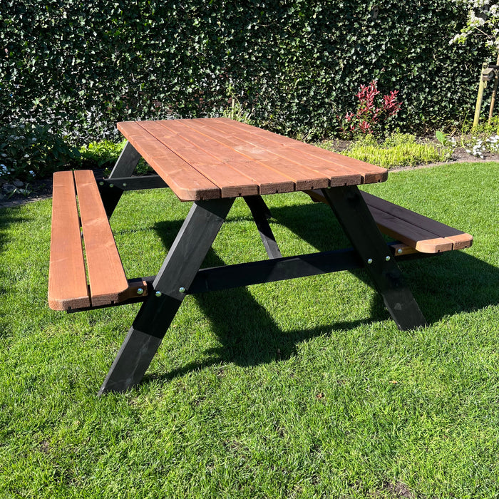 Picknicktafel DeLuxe - Zwart-bruin - 200cm